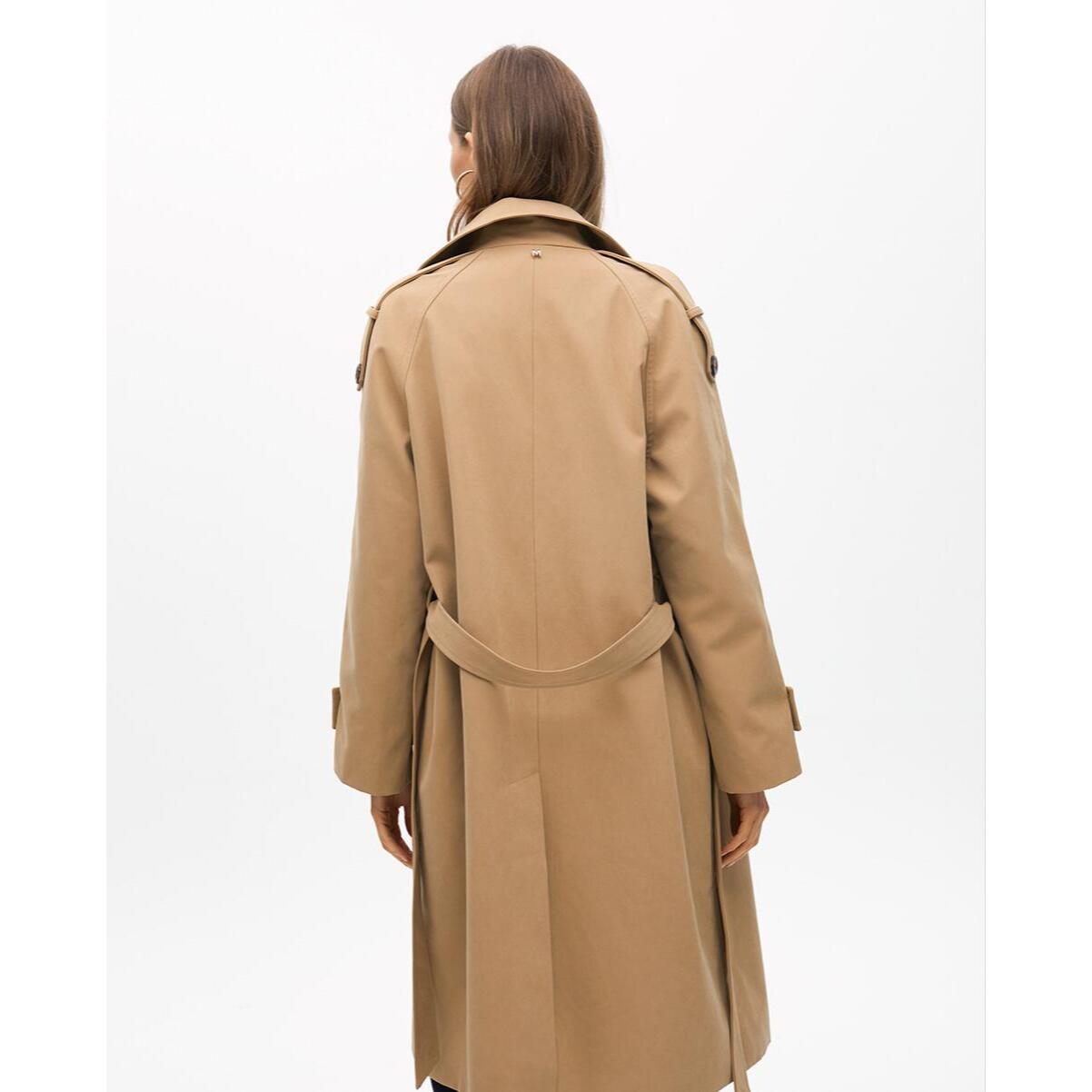 Trench lungo in tessuto doppio petto