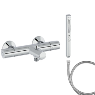 Mitigeur baignoire Simone + pommeau de douche Shift+ carré + flexible de douche métal