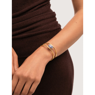 Brazalete Cianita Acero Baño Oro