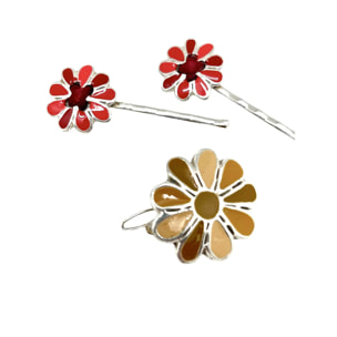 Pack 6 horquillas +pasador plata 10µ lacado colores