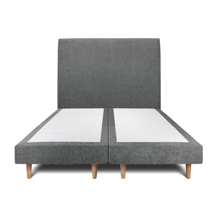 Lit avec tête de lit tapissée tissu et sommier tapissier ep14