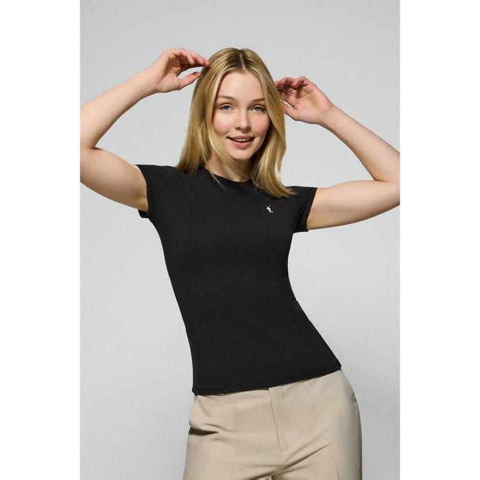 Camiseta negra de manga corta con logo bordado Rigby Go