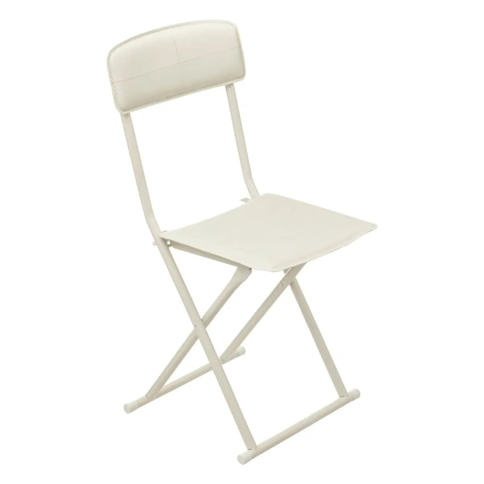 Chaise pliante simili cuir beige