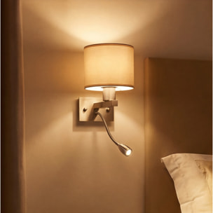 LEDS C4 Aplique LED Torino E27 60W en níquel satinado, compatible con pantalla no incluida