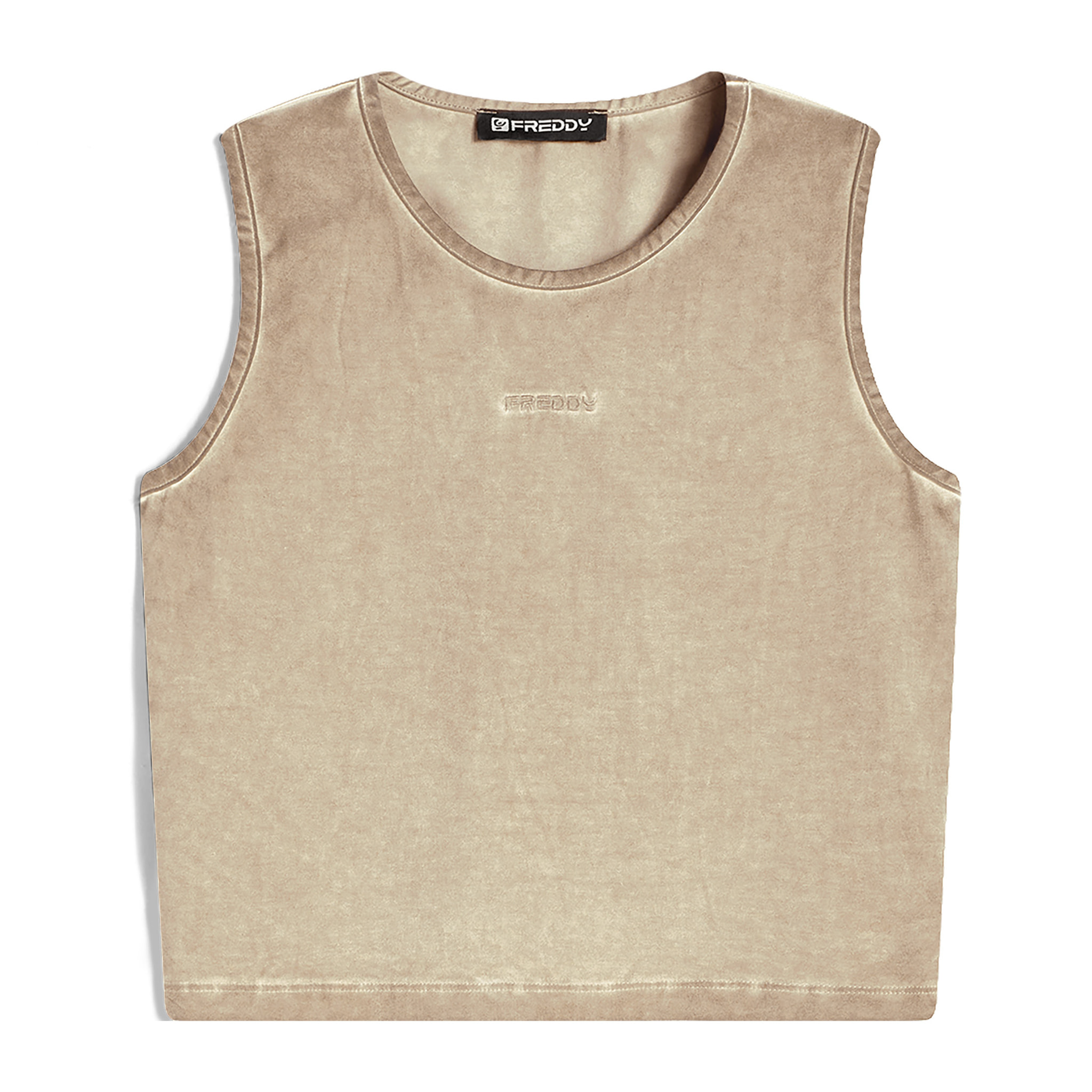 Crop top slim fit in tessuto jersey effetto vissuto