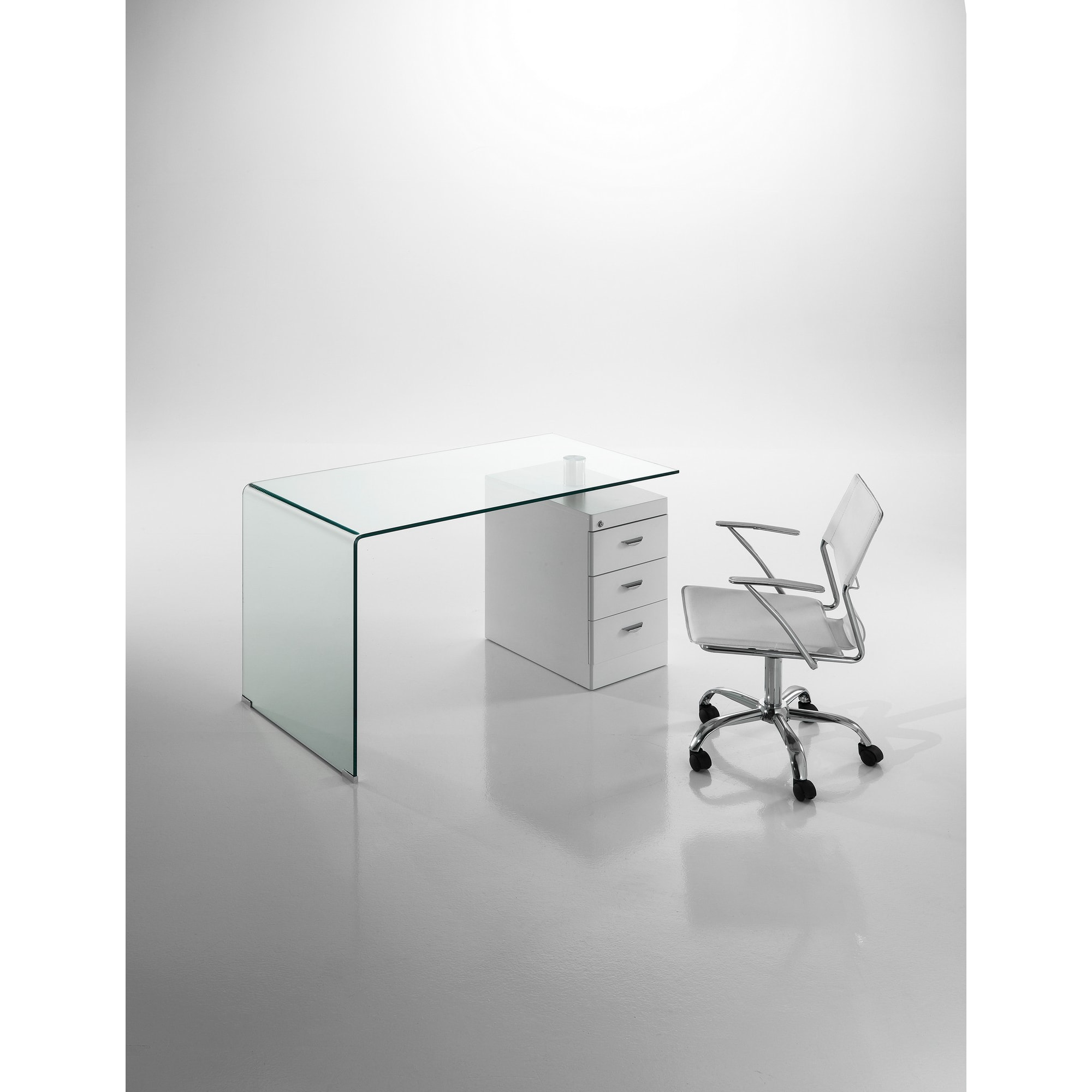 Tomasucci Bureau en verre bombé BOW Blanc