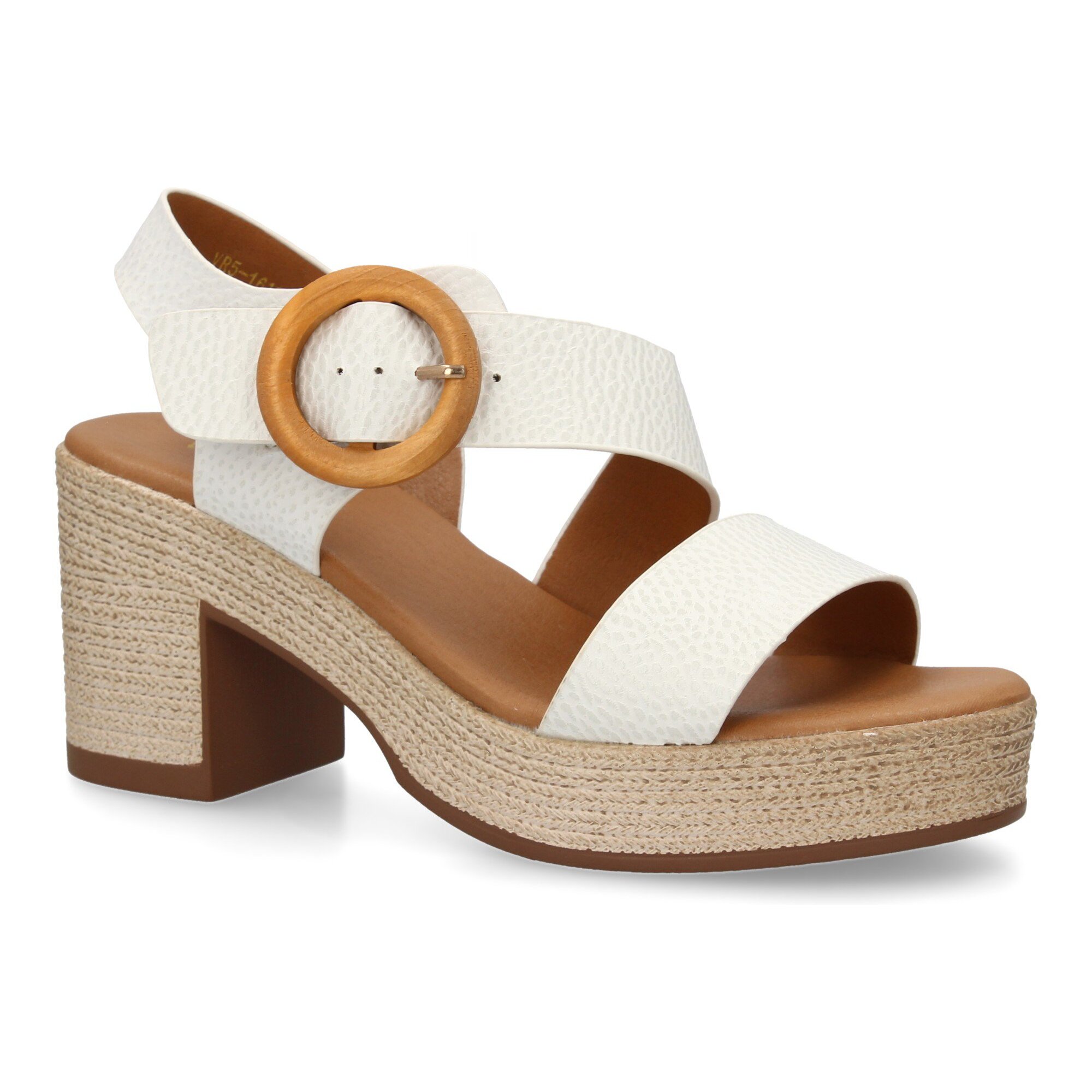 Sandalia de tacon para mujer diseño moderno elegante y comodo con tiras cruzadas en el talon.