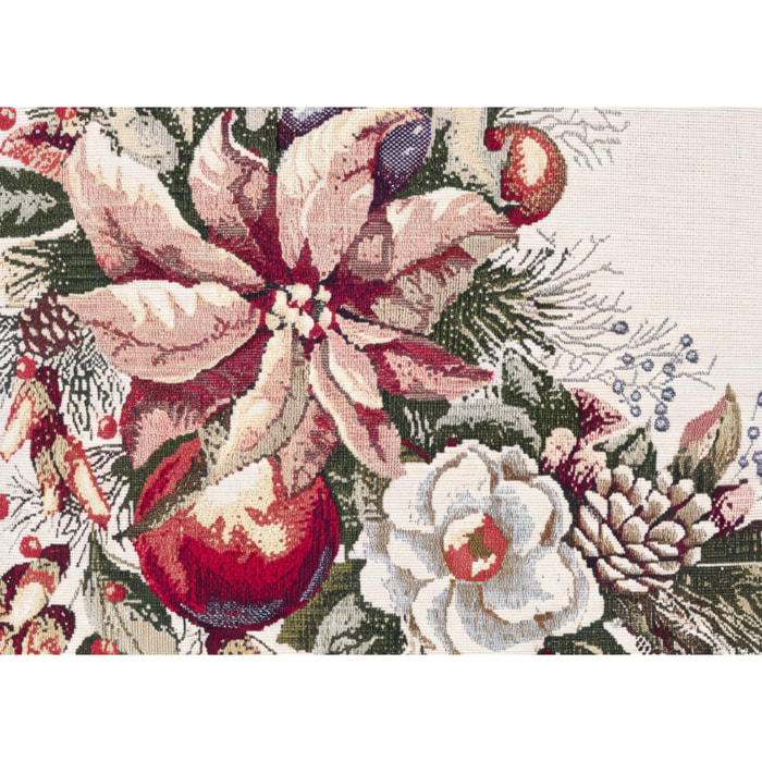 Fodera Per Cuscino Arredo Natalizio In Tessuto Gobelin Cinigliato Made in Italy Disegno Garland