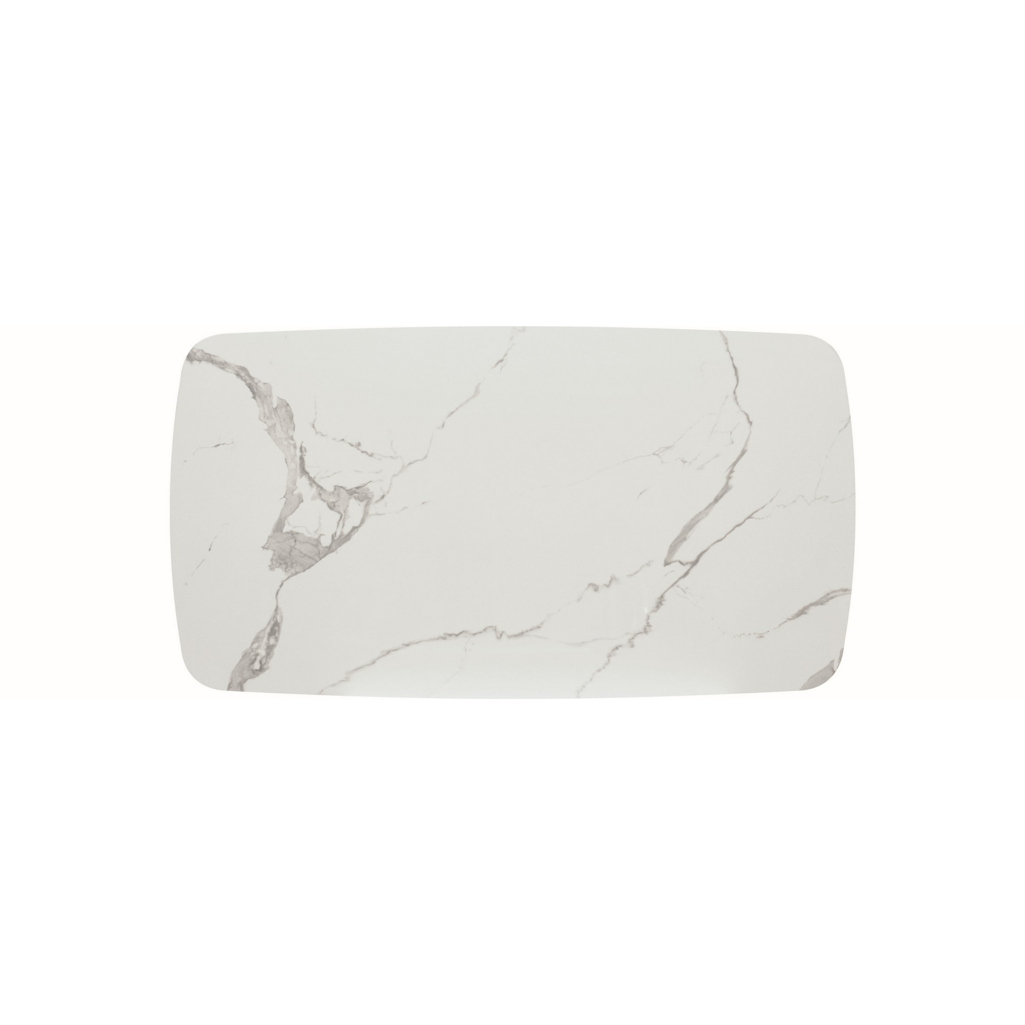 Tavolo MALTA in vetroceramica effetto marmo statuario, allungabile con base noce 160×90 cm – 240×90 cm