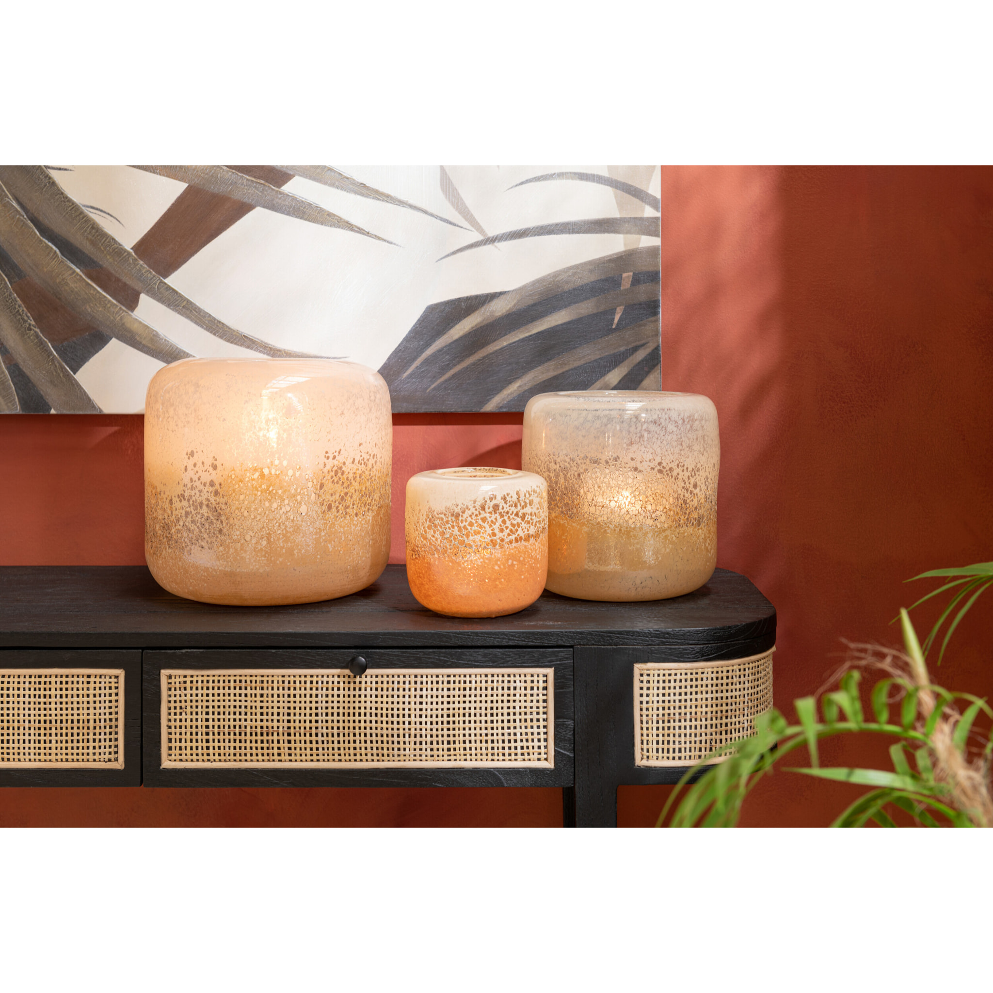 J-Line vase Opi - verre - marron/beige - large - Ø 25 cm