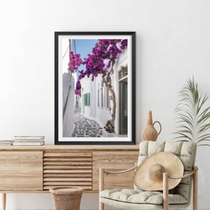 Poster bougainvilliers paros Affiche sous cadre noir