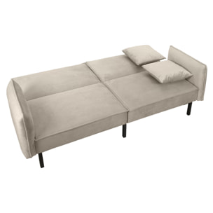 Canape Convertible Velours Taupe