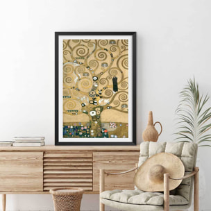 Affiche Tree of Life. Detail par Gustav Klimt Affiche + cadre en bois - Noir
