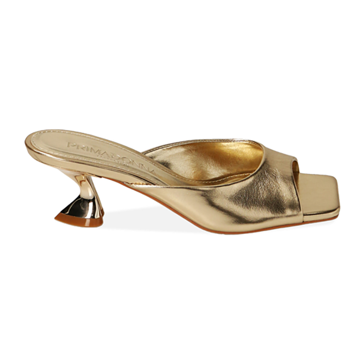 Mules dorados, tacón de 5,5 cm