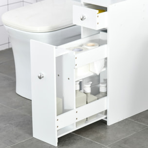 Support papier toilette - porte-papier toilette - armoire pour papier toilette - 2 tiroirs, coffre - MDF blanc