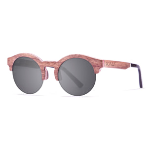 Gafas de sol KAU HONG KONG - De madera de ébano con patilla rojo / Ahumada