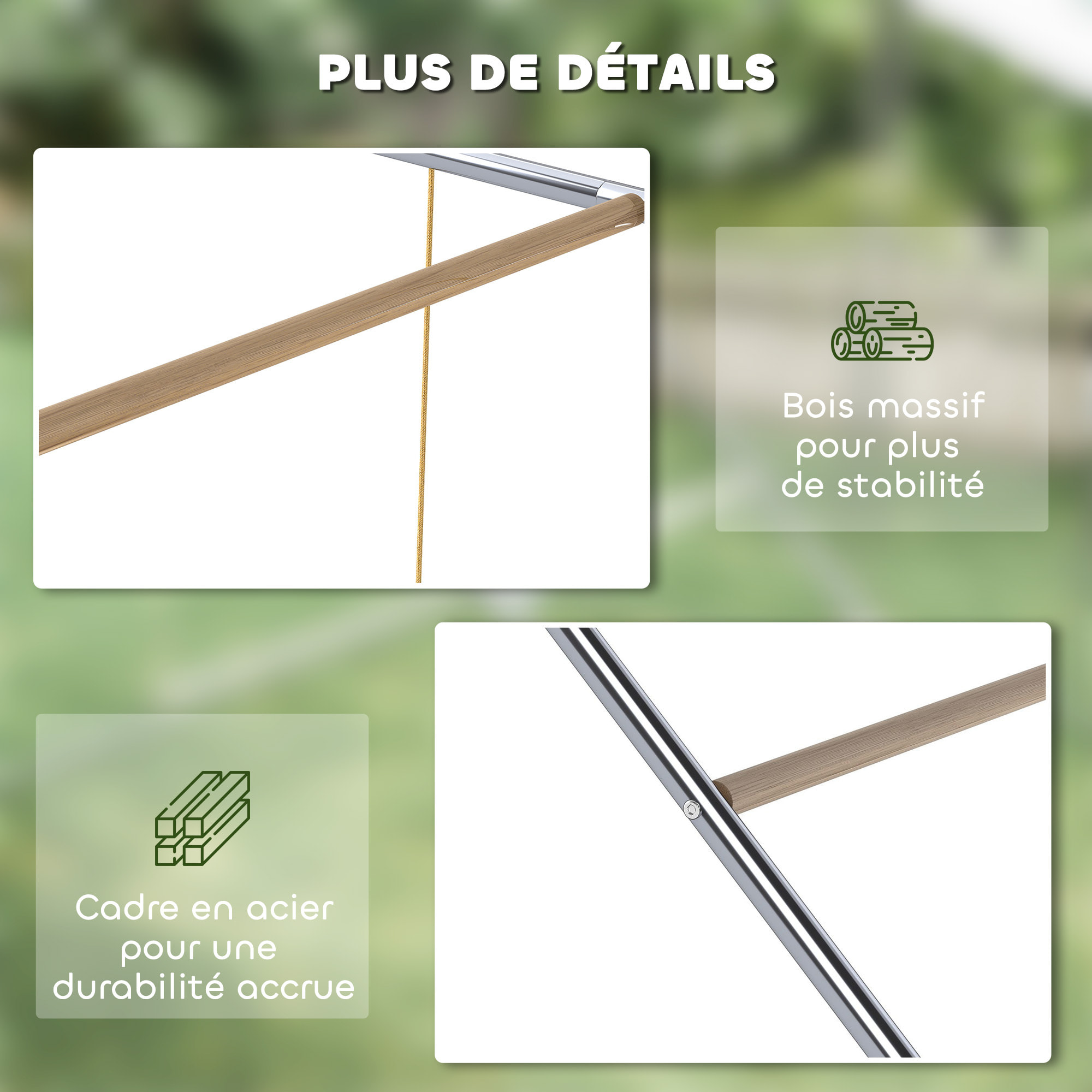 Perchoir balançoire pour poule - aire de jeu chicken activity - 150 x 82 x 110 cm - acier chromé bois verni