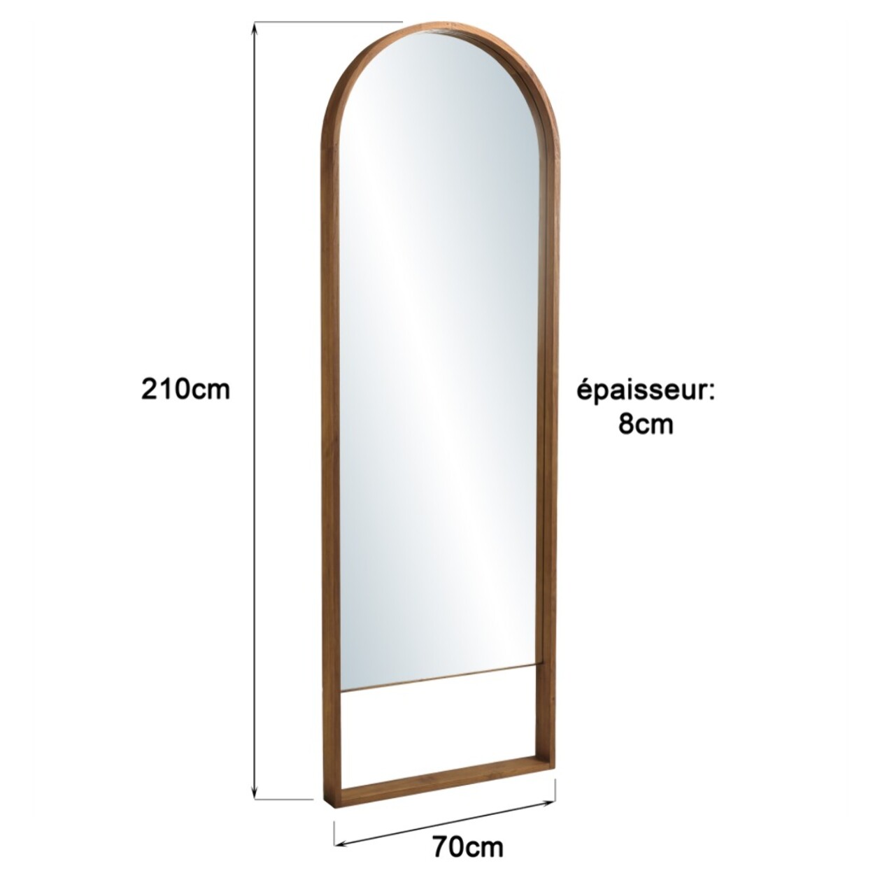 SIXTINE - Miroir 70x210cm en bois de teck recyclé