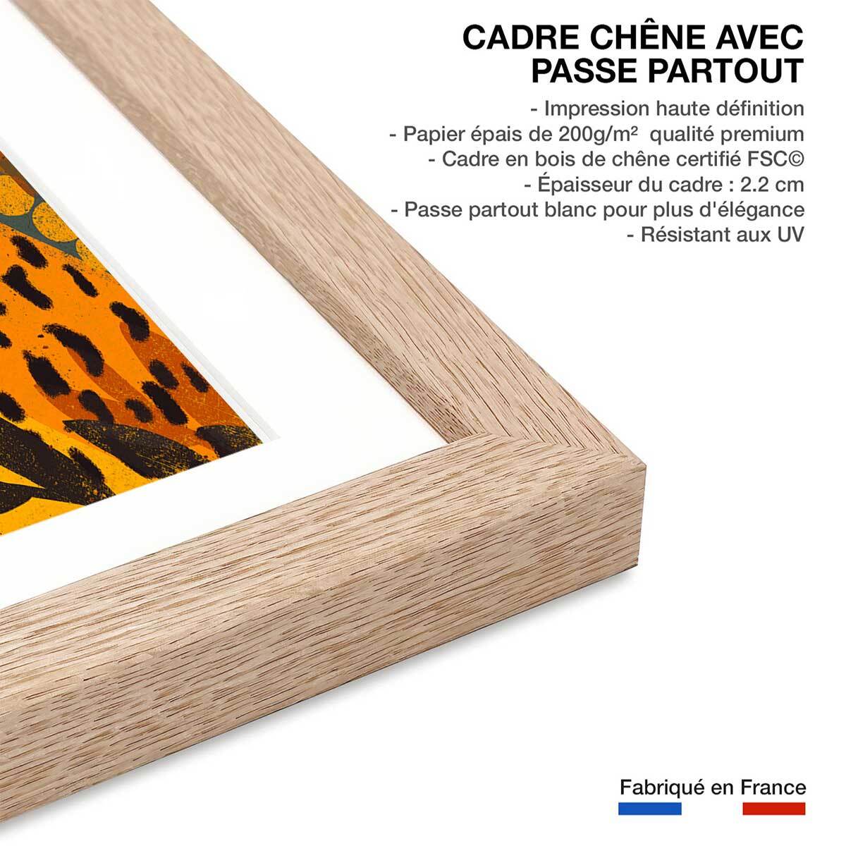 Affiche enfant petit léo  Affiche + cadre en bois - Chêne