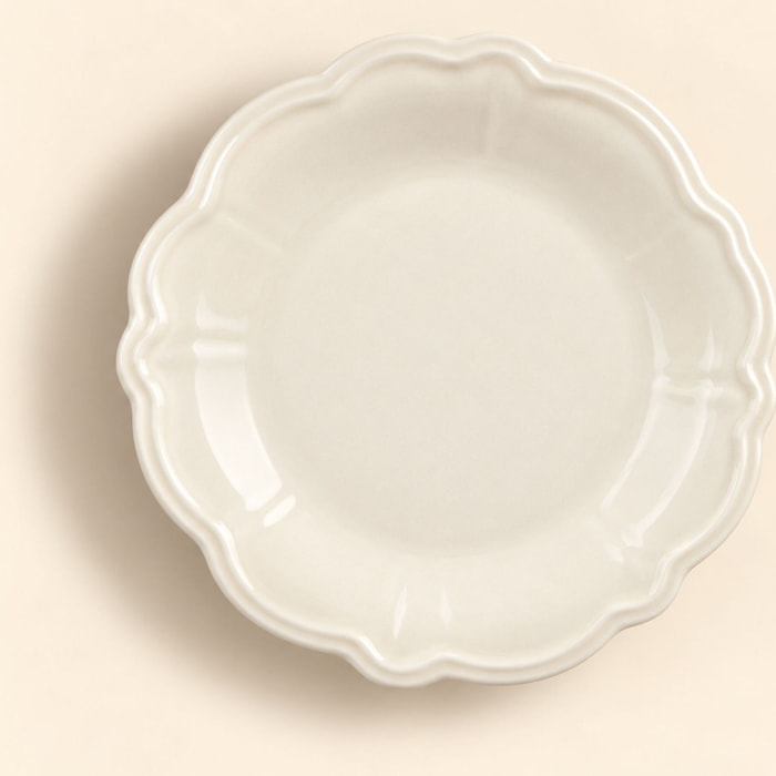 Lot de 6 assiettes à dessert en grès blanc 20cm CHARLOTTE