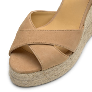 Sandalia de cuña Blaudell en ante con cierre de pulsera