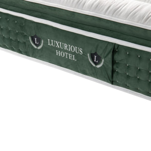 Ensemble matelas Emeraude & sommier déco| 33 cm | Mémoire de forme, gel et ressorts ensachés | Cadre à lattes | Simili cuir | Gris