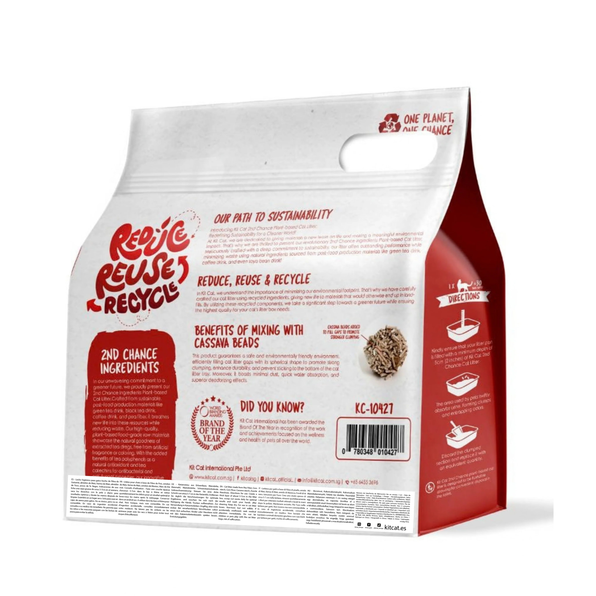 Pack 6 Kit Cat Arena Eco 2nd Chance - Black Tea 2,5 Kg Hojas de Té Negro, Guisante y Yuca
