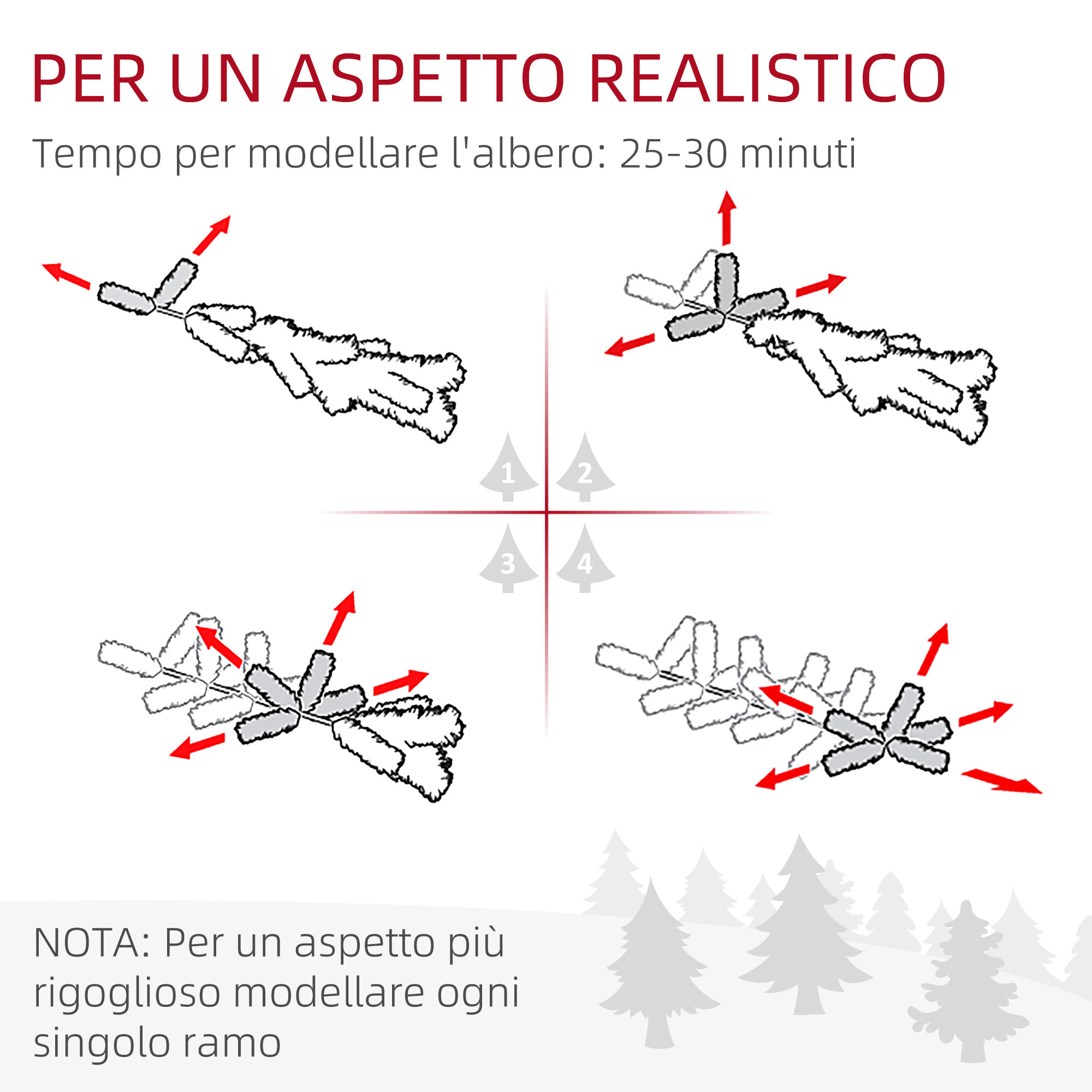 HOMCOM Albero di Natale Artificiale Ø110 x180 cm con 1000 Rami in Acciaio e Plastica Verde