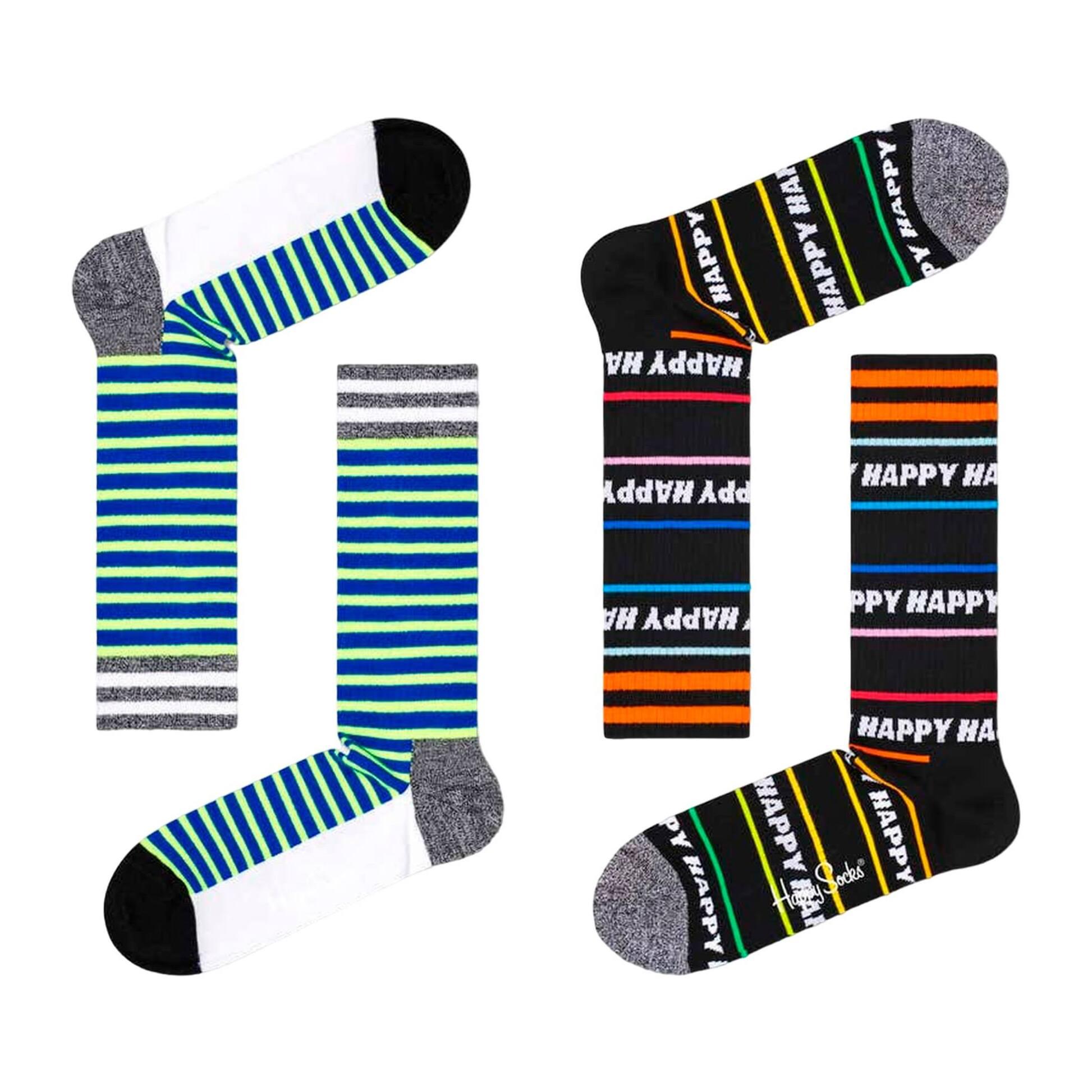 Calcetines 2-pack neon stripe y line thin