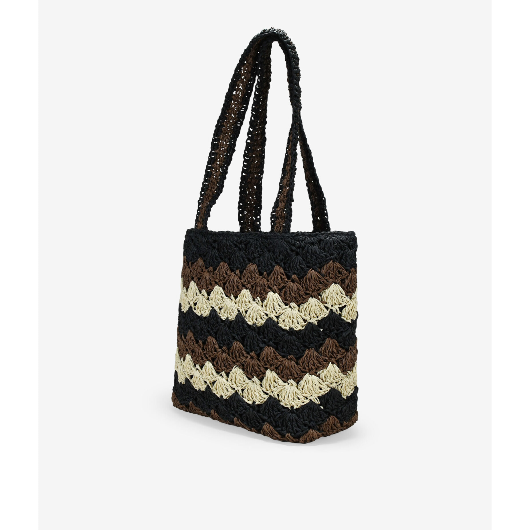 Bolso tote marrón en rafia trenzada