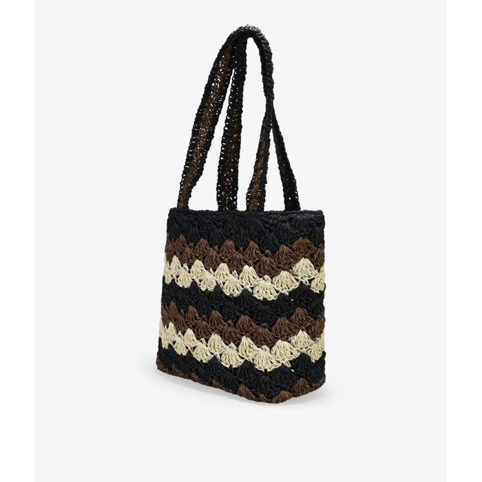 Bolso tote marrón en rafia trenzada