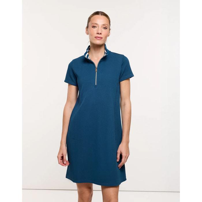 Vestido Corto de Punto Piqué Azul - Tanama