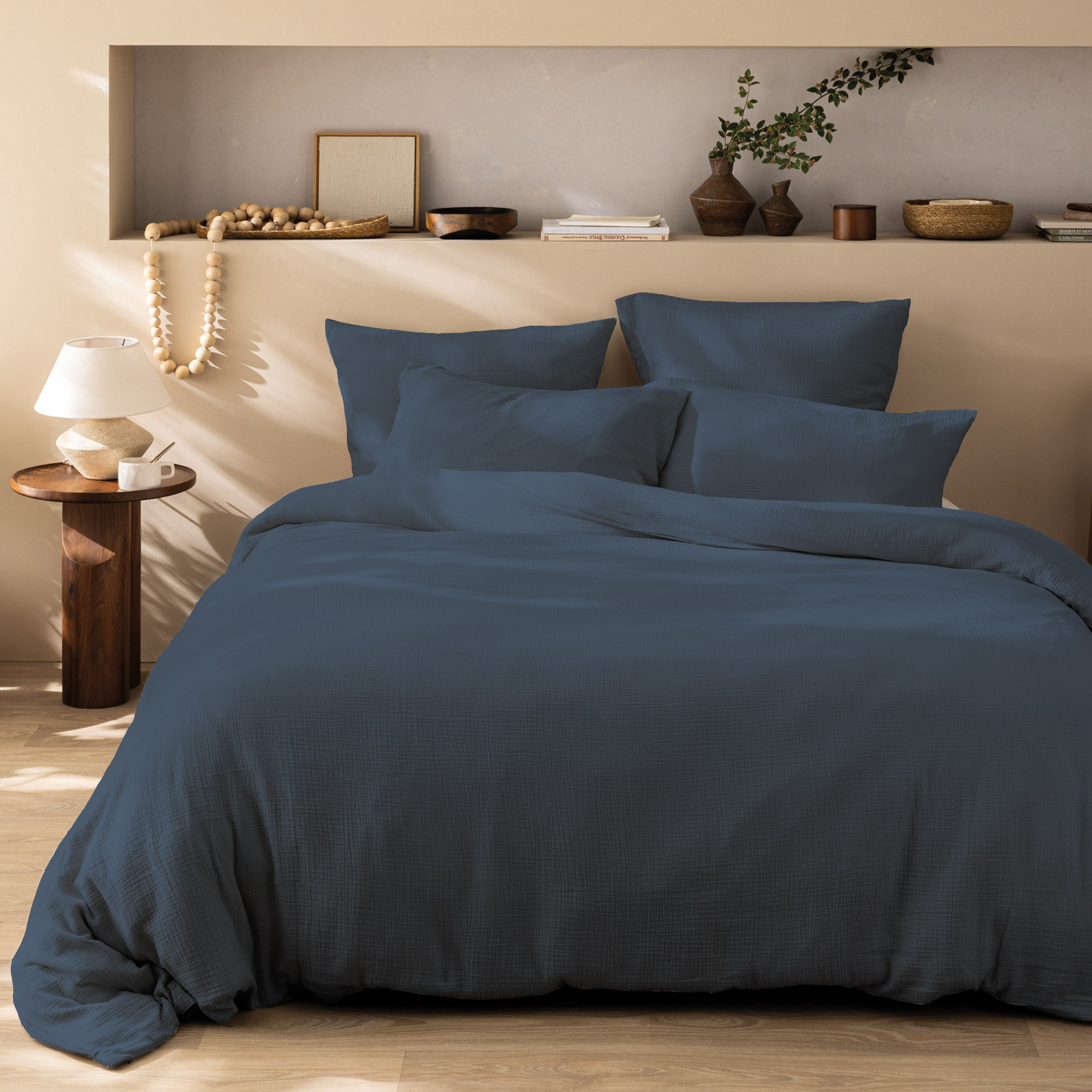 Housse de couette unie en coton, GAZE DE COTON