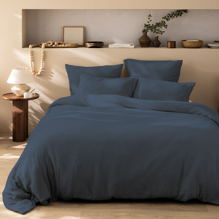 Housse de couette unie en coton, GAZE DE COTON