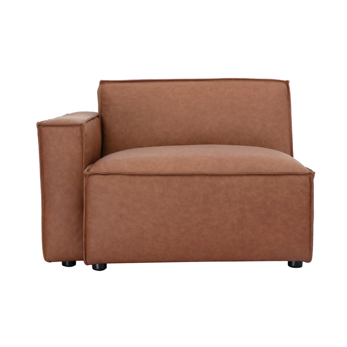 Module d'angle gauche pour canapé en cuir marron SPLIT