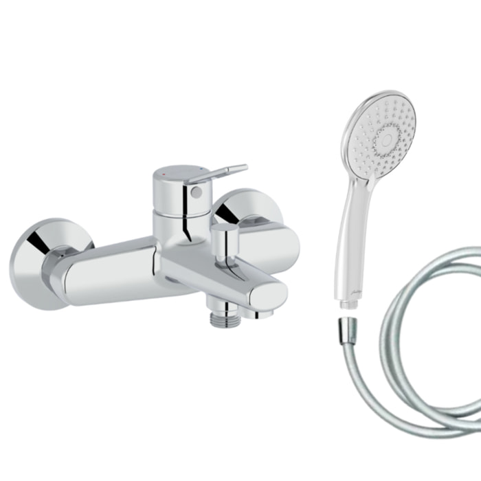 Mitigeur baignoire Eo + pommeau de douche Juliette + flexible de douche lisse