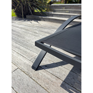 BARCELONA - Lot de 2 bains de soleil en toile plastifiée et aluminium