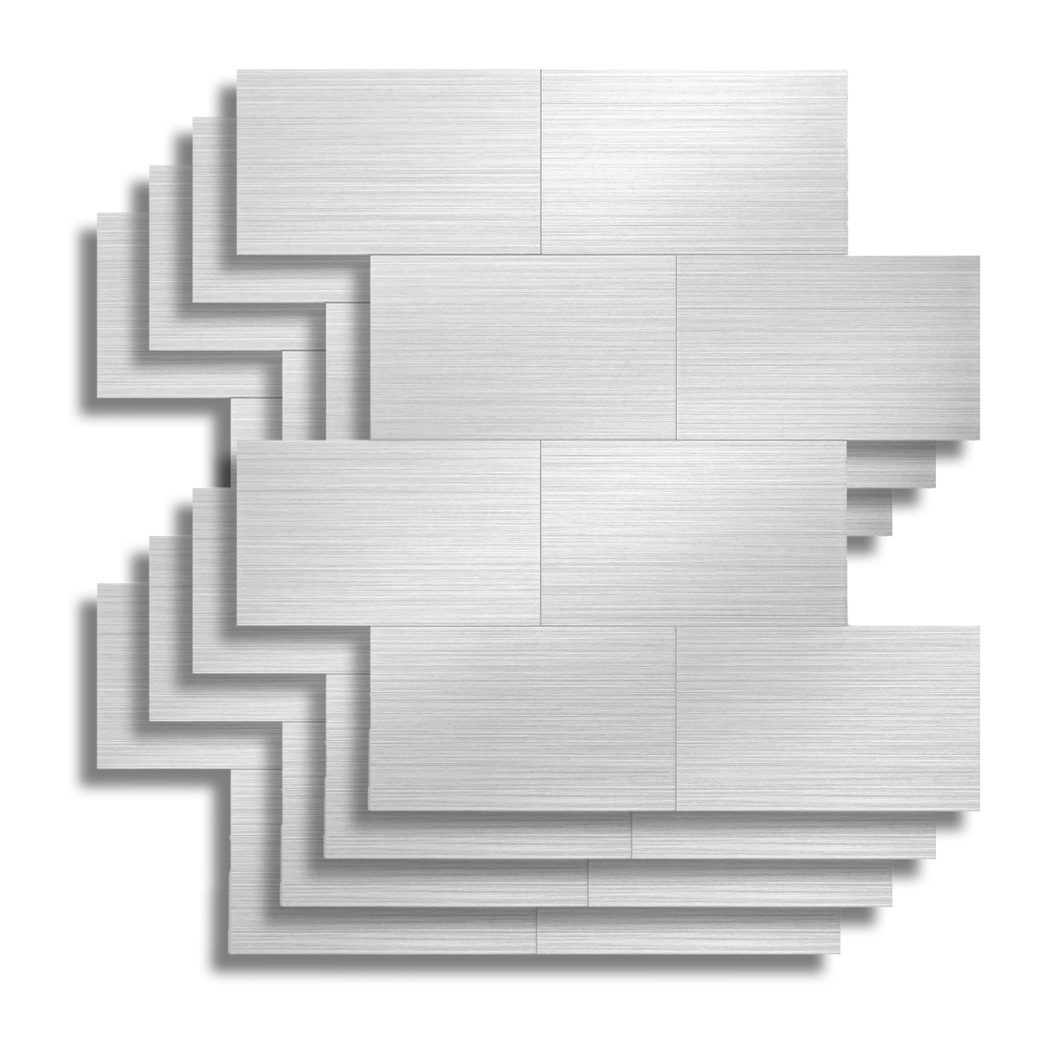 Crédence adhésive murale 3D  - Effet carrelage 4 pièces - Argent