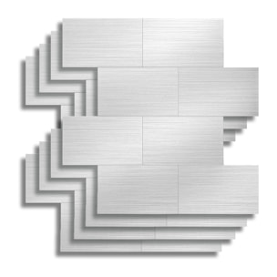 Crédence adhésive murale 3D  - Effet carrelage 4 pièces - Argent
