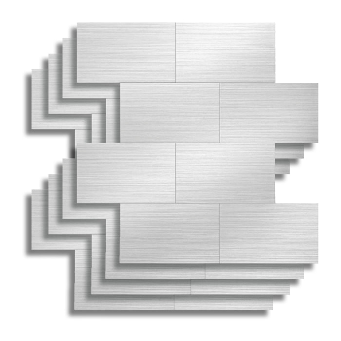 Crédence adhésive murale 3D  - Effet carrelage 4 pièces - Argent