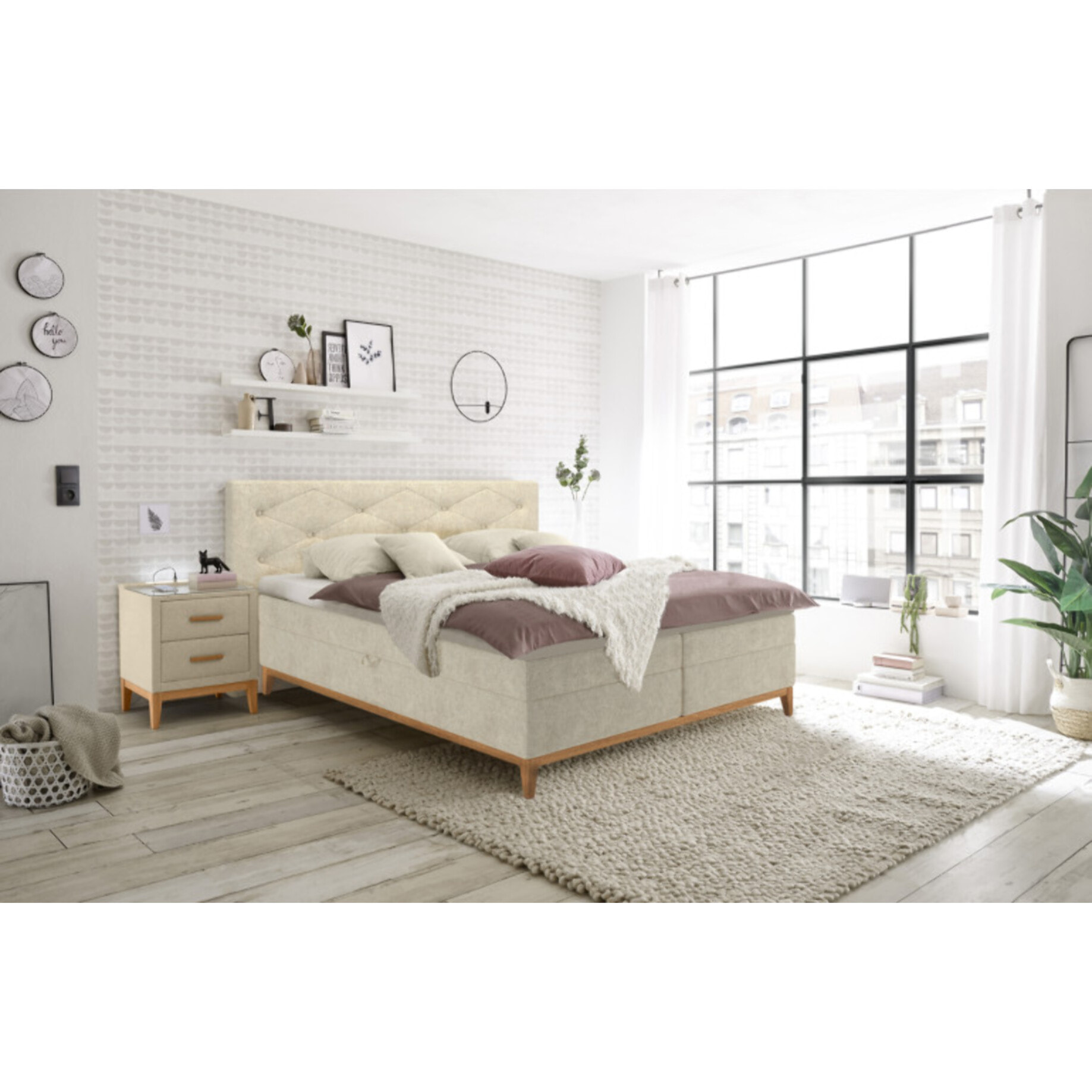 Lit boxspring complet avec 2 coffres 180x200cm - LAUSANNE