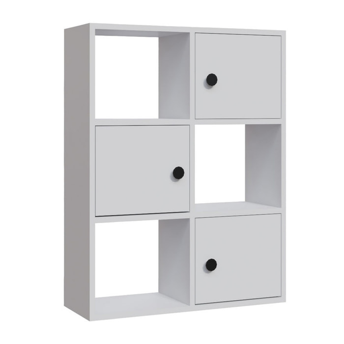 Librería, 100% tablero de aglomerado rechapado en melamina, color blanco h.93