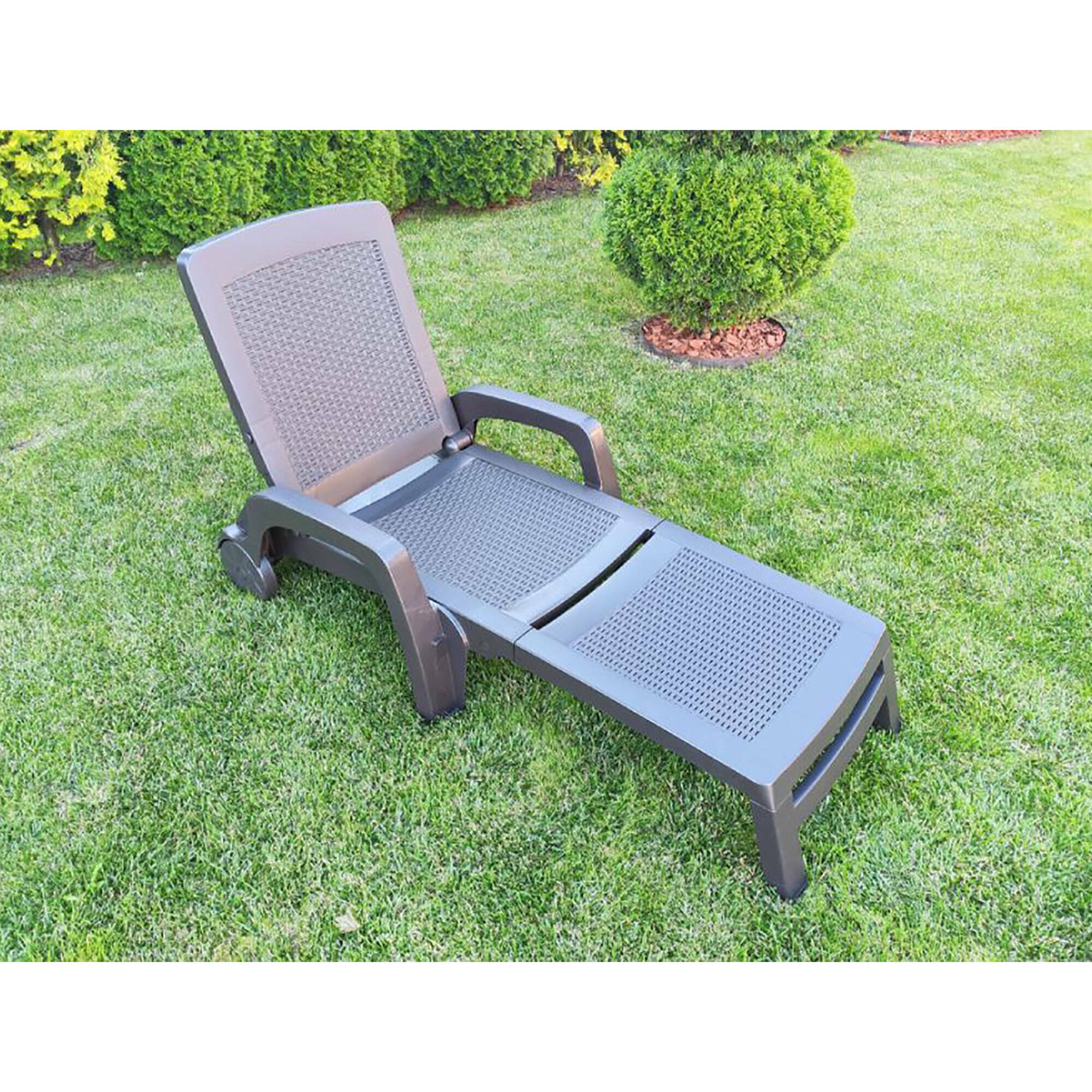 Lettino prendisole Abbie, Sdraio da giardino, Letto pieghevole outdoor, Sedia reclinabile, Made in Italy, 190x46 h70 cm, Marrone