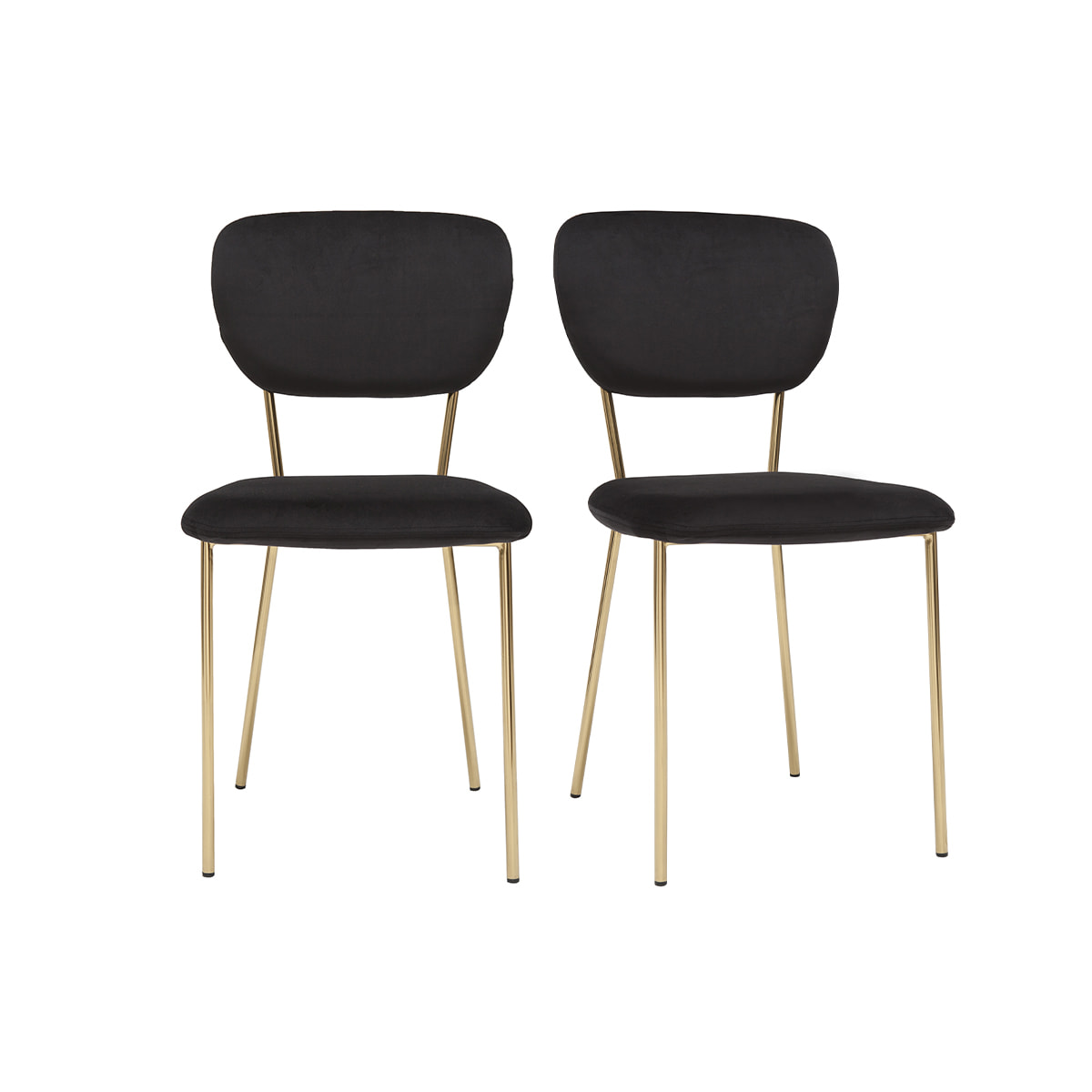 Chaises design en tissu velours noir et métal doré (lot de 2) LEPIDUS