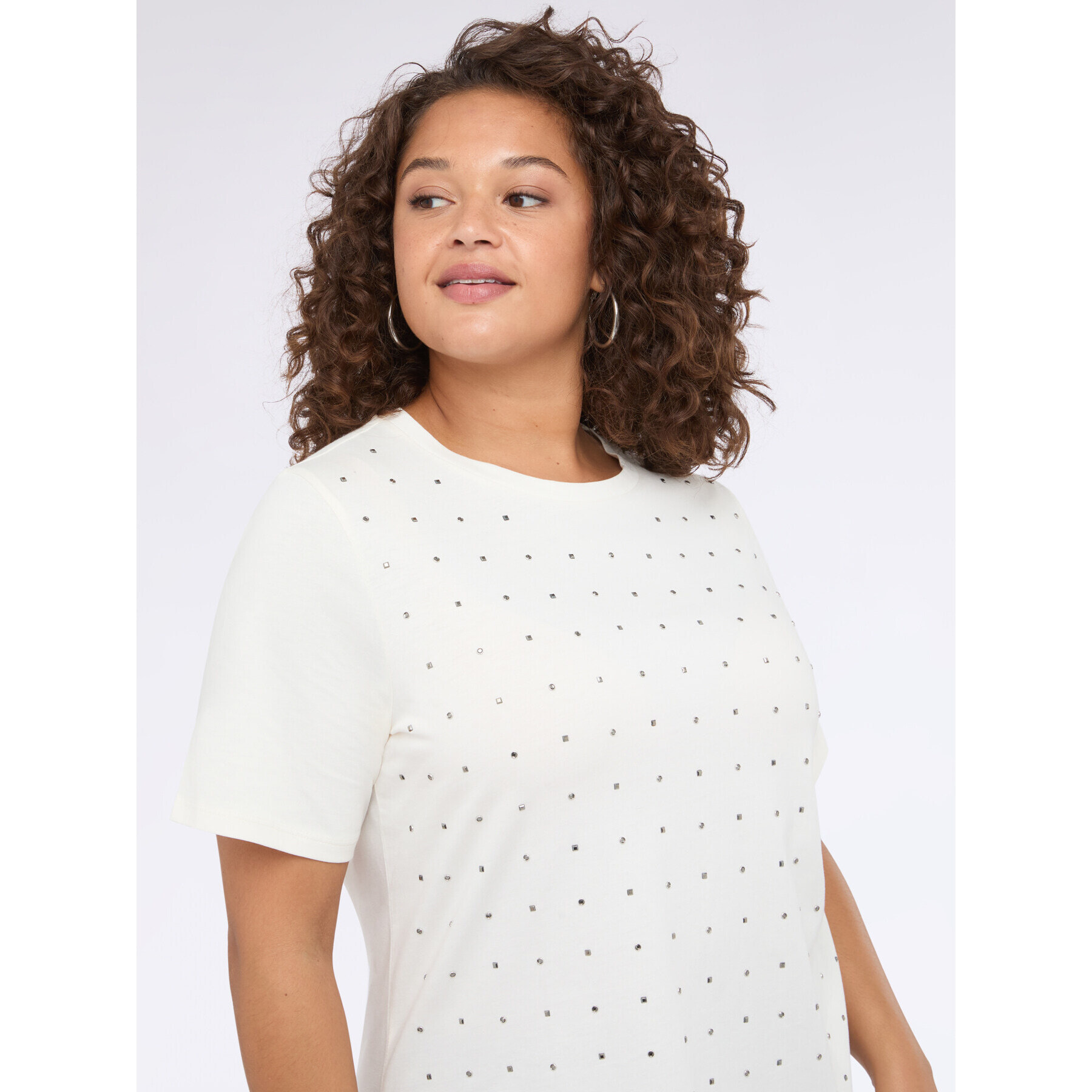 Fiorella Rubino - T-shirt in jersey con borchiette - Bianco