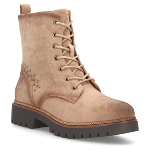 Botines militares con cordones y tachuelas para mujer