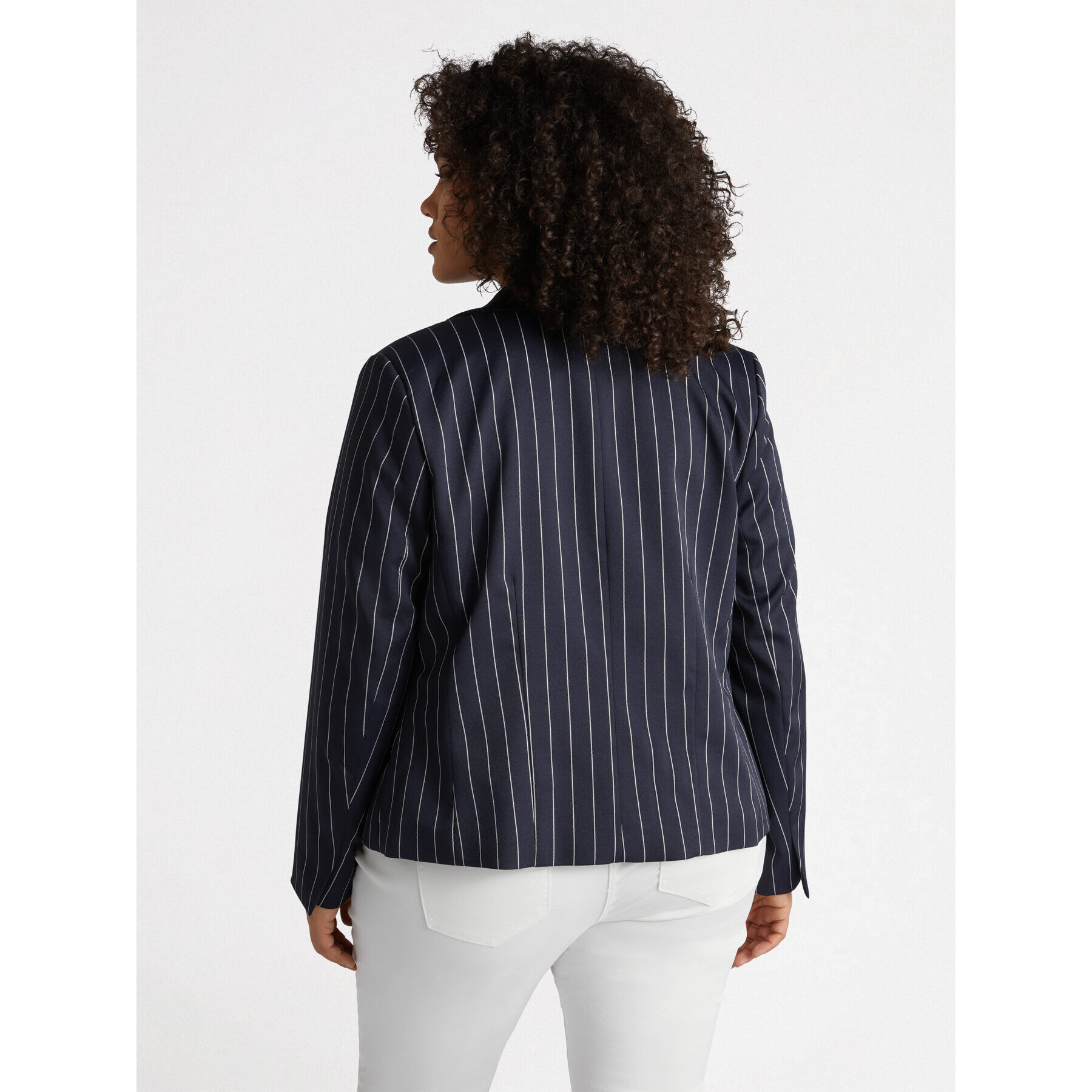 Fiorella Rubino - Blazer gessato con parti in denim - Blu