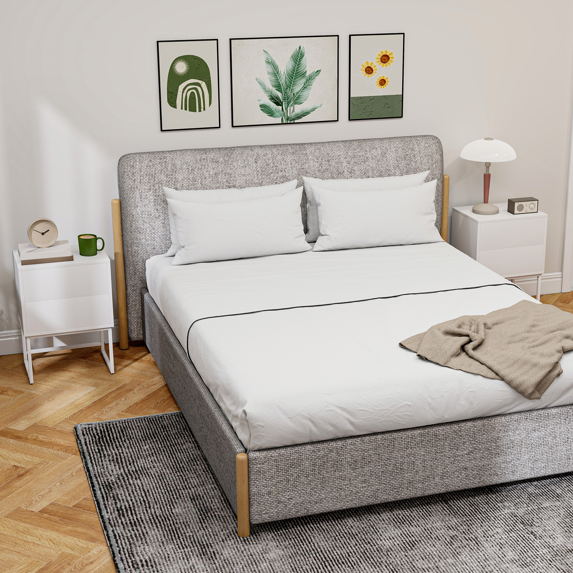 Pack de 2 Mesitas de Noche Estrechas Mesillas de Noche Dormitorio con 2 Cajones Apertura por Presión y Patas de Acero Estilo Moderno 40x30x55 cm Blanco