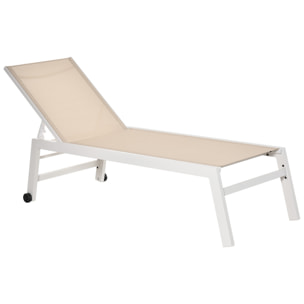 Tumbona para Exterior con Ruedas Chaise Longue de Terraza Respaldo Regulable