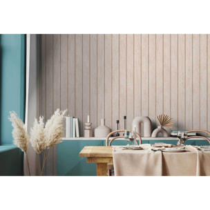 Papier peint lambris bois vertical beige rosé clair